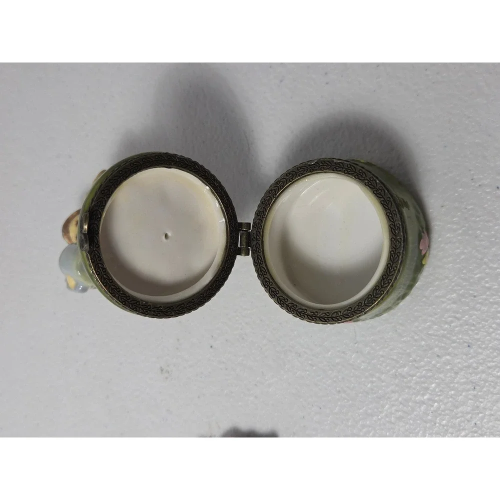 Porcelain Trinket Box Bavarian Boy Lederhosen Beer Stein Limoges Style‎